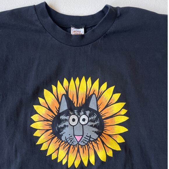 Vtg 90's CRAZY SHIRTS Hawaii B Kliban Cat Flower T-Shirt Hawaii Surf Sz XXL - Picture 4 of 8